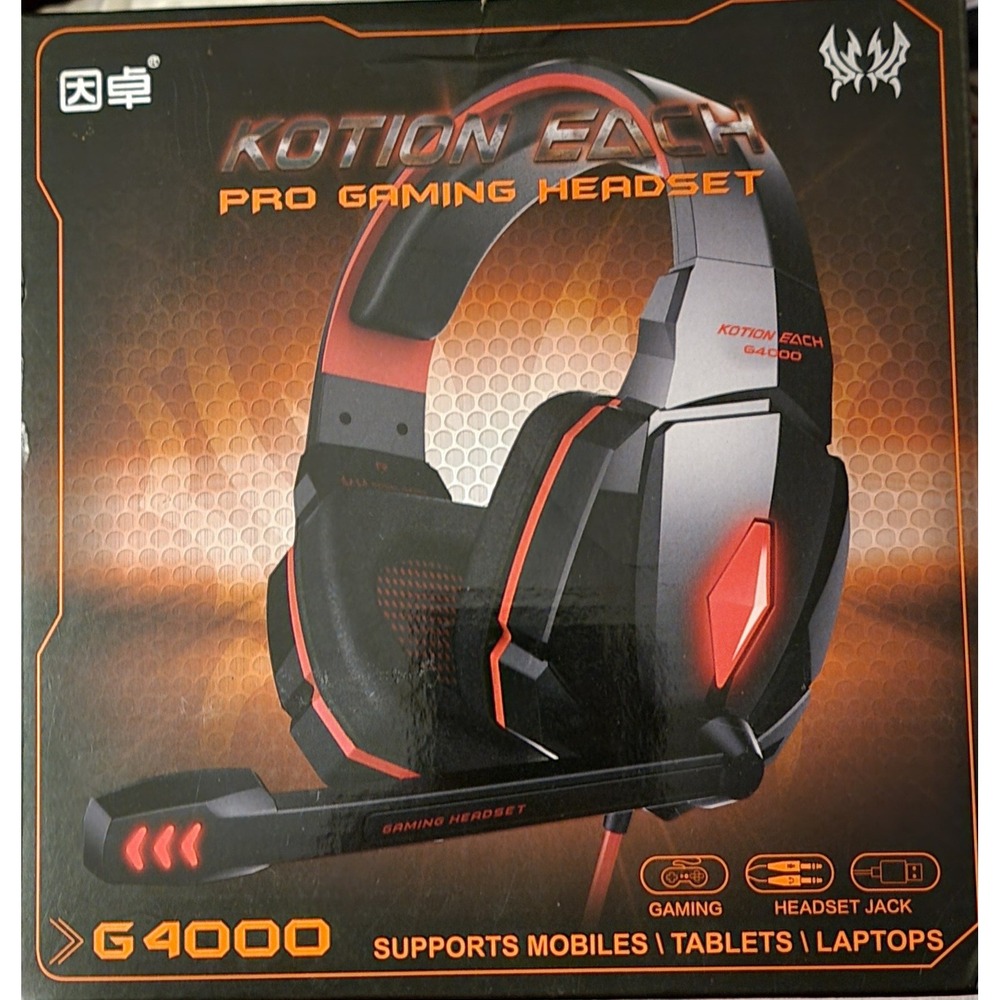 Kotion Each G4000 Pro Gaming Headset Black Red LED Wired with Mic for PC Laptop